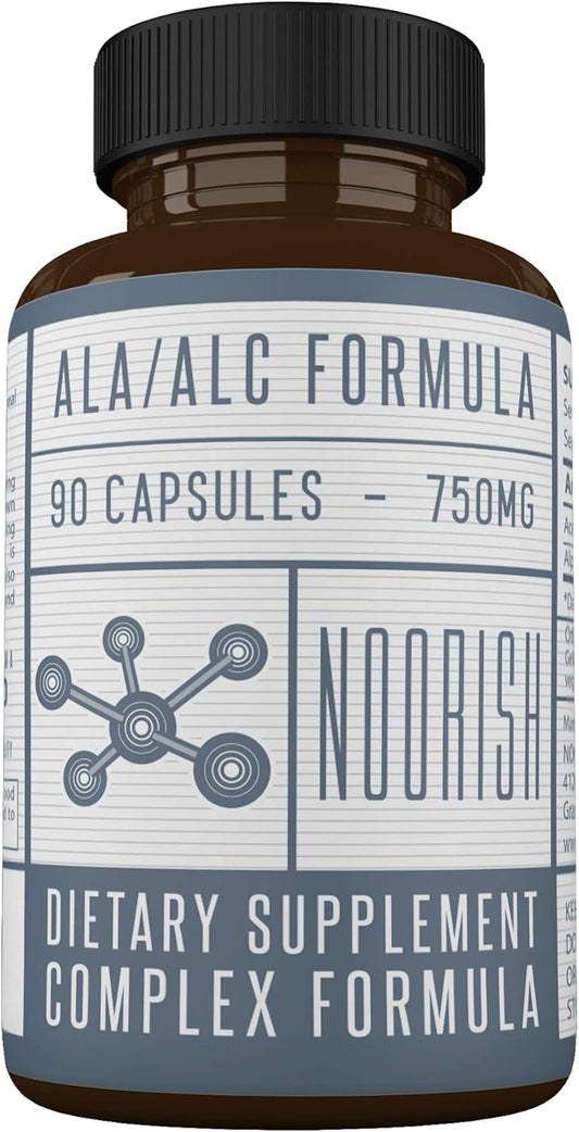 525mg Acetyl L-Carnitine & 225mg Alpha Lipoic Acid Capsules - NOORISH ALA ALC ALCAR - 90 Capsules