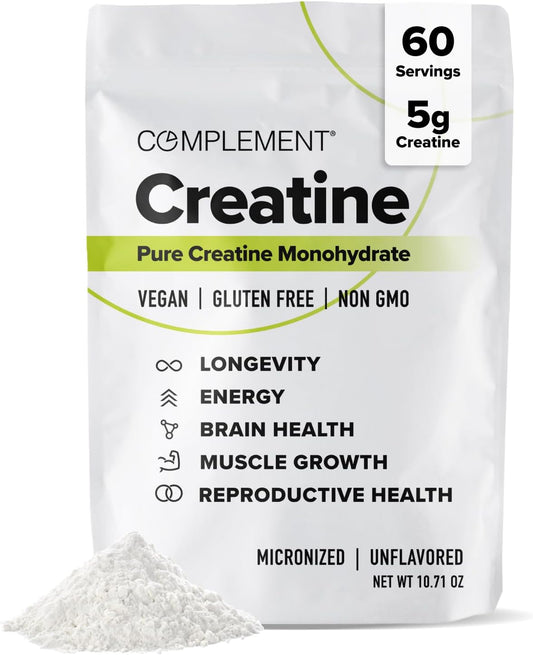 5g Creatine Monohydrate Powder for Pre & Post Workout - Muscle Recovery & Brain Health - 60 Servings - Vegan & Unflavored