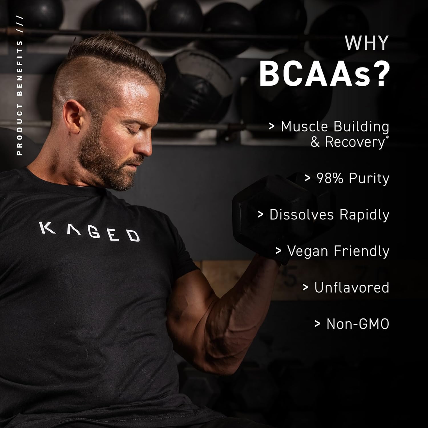 5g Fermented Plant Based BCAA Powder, Vegan-Friendly Amino Acid Supplement, Unflavored, 72 Servings for Men