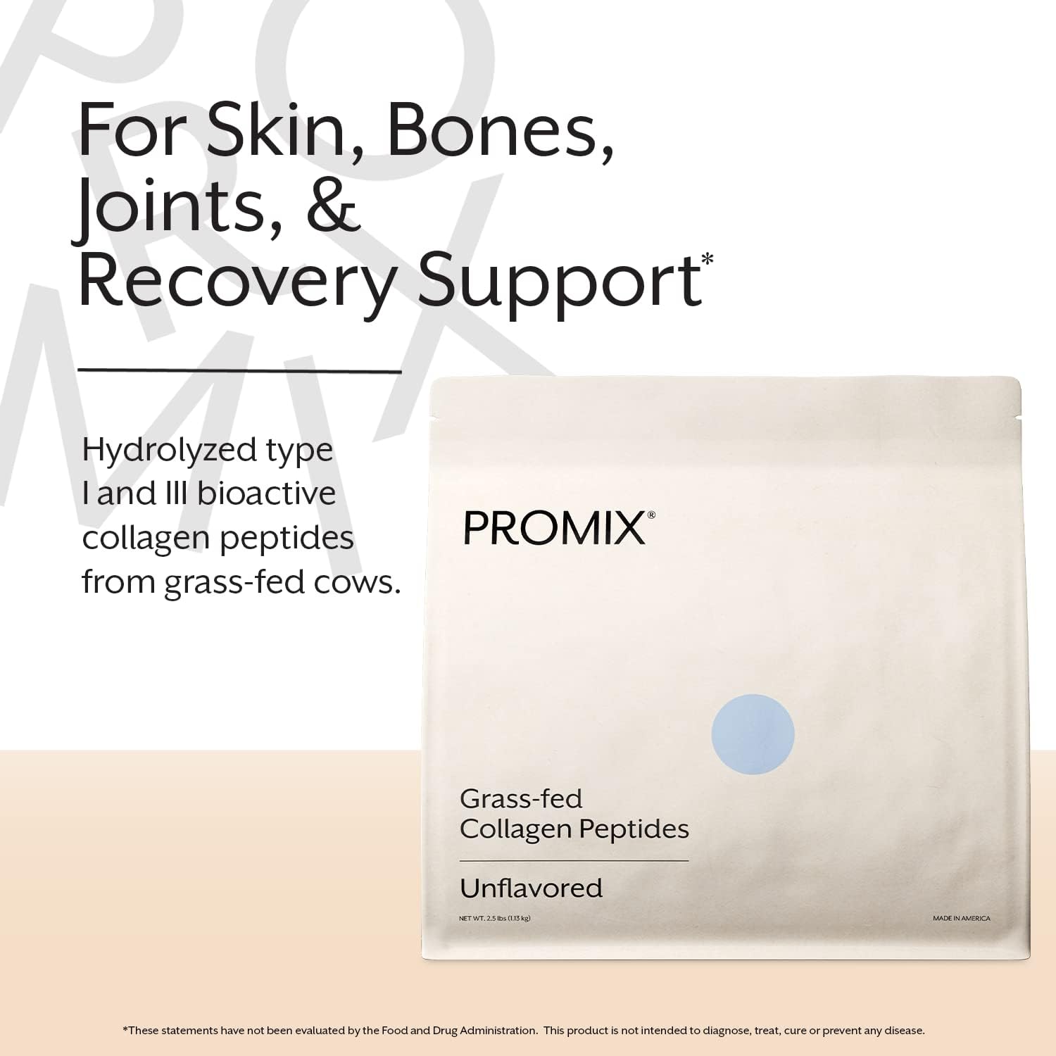 5lb Bulk ProMix Nutrition Hydrolyzed Collagen Peptides - Unflavored Protein for Skin, Bones, Joints - Supports Recovery in Shakes, Smoothies & Recipes