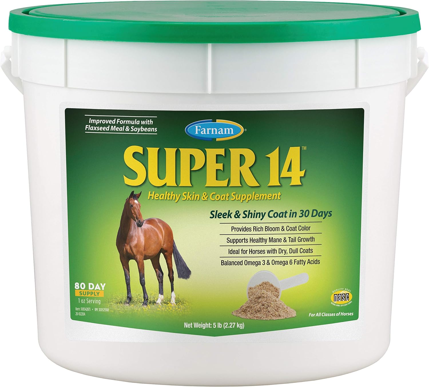5lb Farnam Super 14 Horse Coat Supplement for Healthy Skin & Shiny Coats, 80-Day Supply