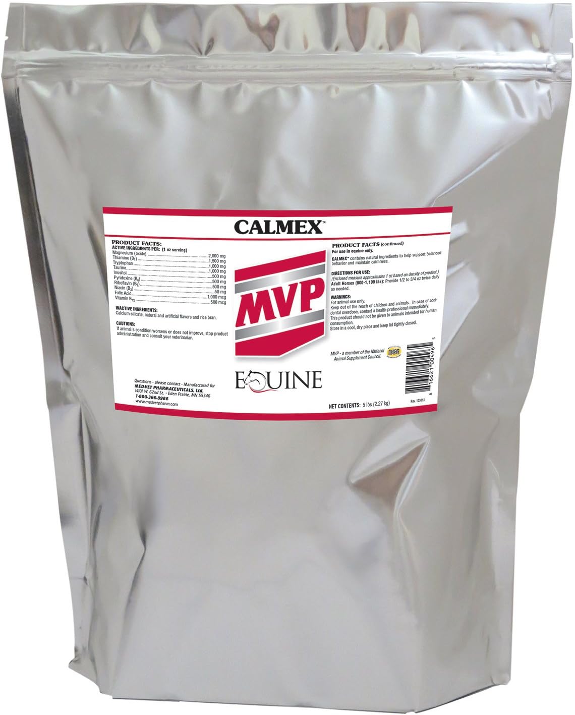 5lb MVP Calmex: Natural Calming Support Supplement for Horses