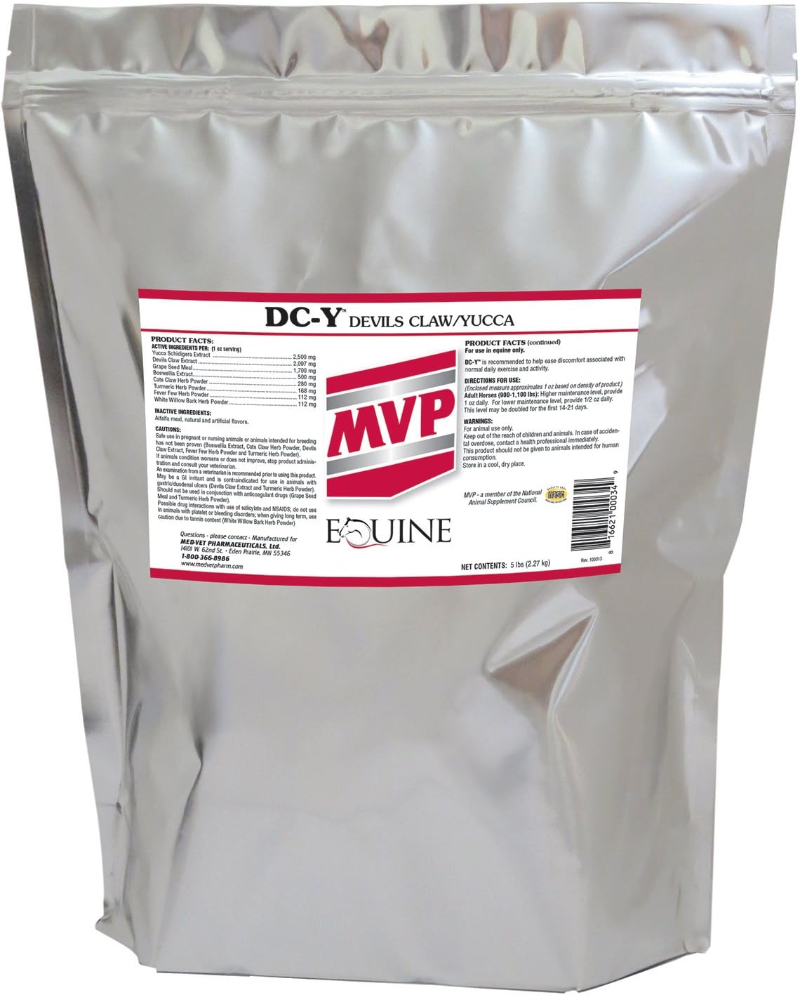 5lb MVP DC-Y Supplement for Horses Reduces Aches and Tenderness from Daily Activities