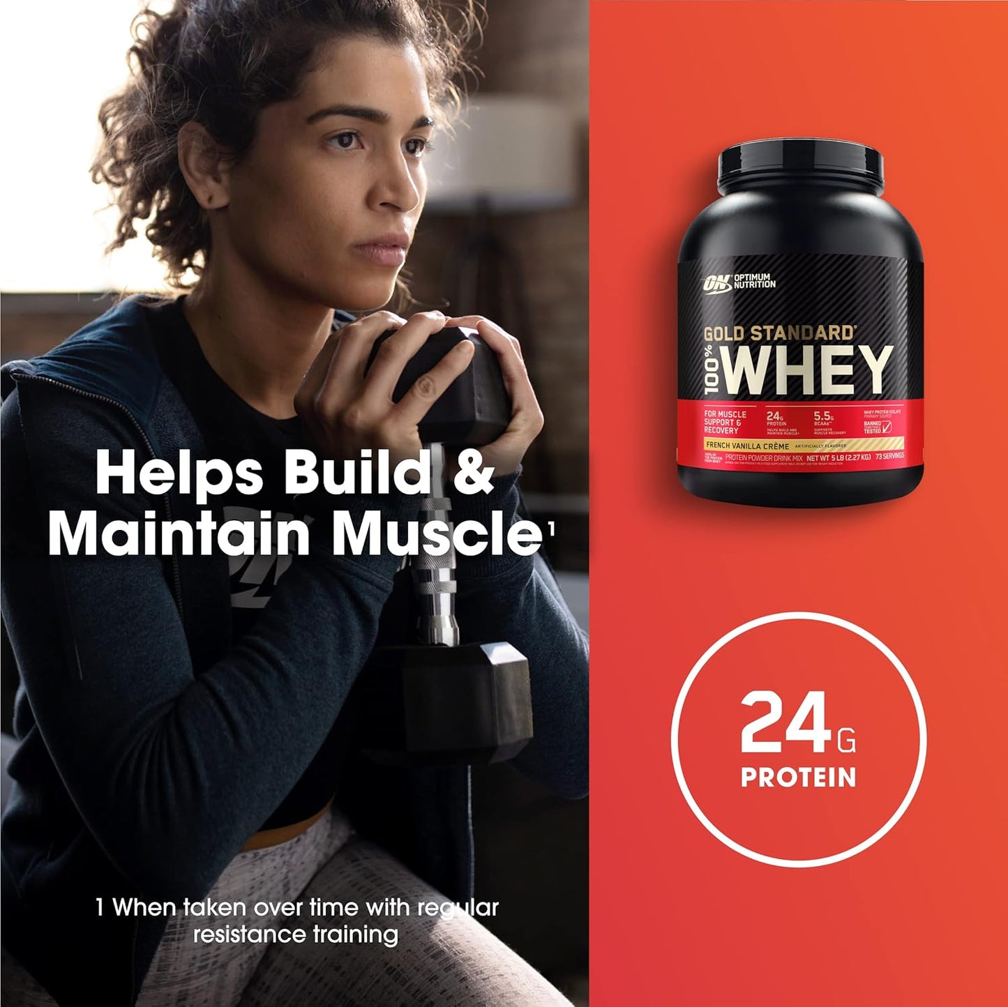 5lb Optimum Nutrition Gold Standard 100% Whey Protein Powder - French Vanilla Crème - Packaging Variation