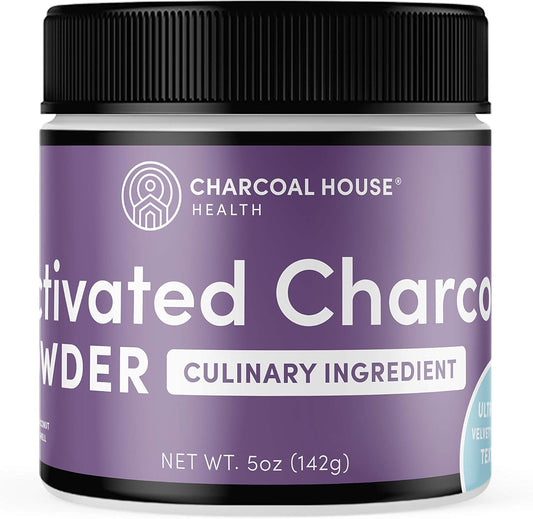 5oz Charcoal House ULTRA FINE Coconut Activated Charcoal Powder for Culinary and Cosmetic Use - Velvety Smooth Texture for Smoothies, Ice Creams, Pastries, and Soaps - Soft Finish, No Grit