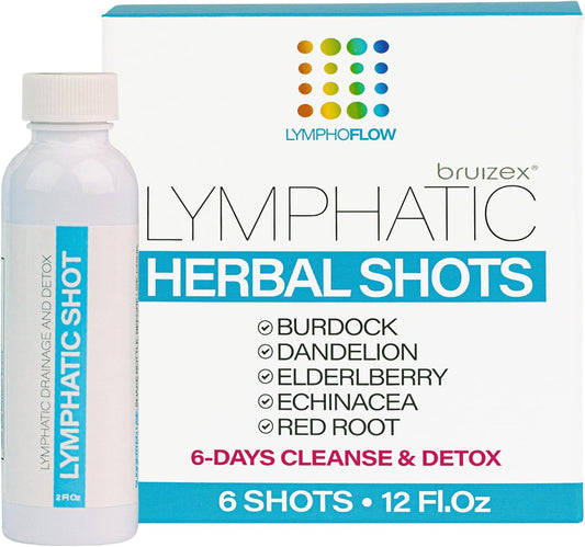 6-Pack Bruizex Lymphatic Drainage Shots, 12 Oz Drink Supplement for Full Body Cleanse & Detox, Support Lymphedema, Lipedema, Liposuction Recovery, Post-Massage & Manual Drainage