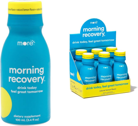 6-Pack More Labs Morning Recovery Electrolyte Drink with Milk Thistle for Hydration & Morning Recovery - Original Lemon Flavor