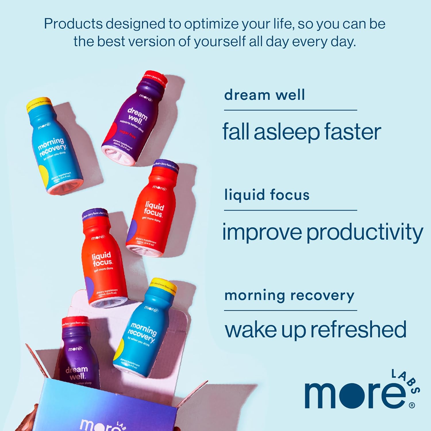 6-Pack More Labs Morning Recovery Electrolyte Drink with Milk Thistle for Hydration & Morning Recovery - Original Lemon Flavor