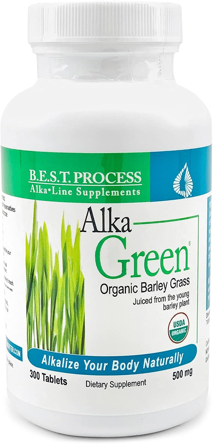 6 Pack Morter HealthSystem Alka•Green Tablets - Best Process Alkaline Barley Grass Supplement - Organic Nutrient Dense Source of Enzymes & Amino Acids