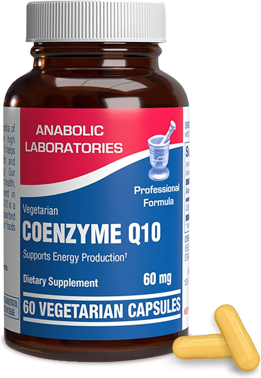 60 Anabolic Laboratories CoQ10 Capsules - Coenzyme Q10 Supplements for Heart, Skin, Lung, Brain Health - 60mg for Fertility & Cellular Energy