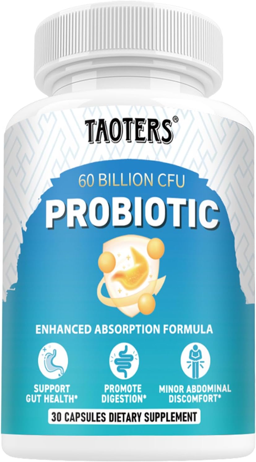 60 Billion CFU Probiotics with Prebiotics for Digestive Health - 10 Strains for Immune Support - pH Balance, Gas & Bloating Relief - 30 Capsules