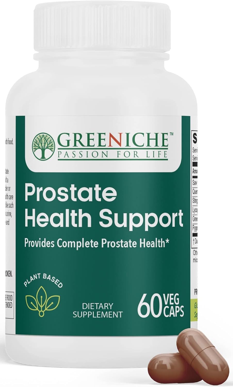 60 Cap Greeniche Halal Saw Palmetto Prostate Supplement for Men - Supports Prostate Health, Bladder Control, and Urinary Flow