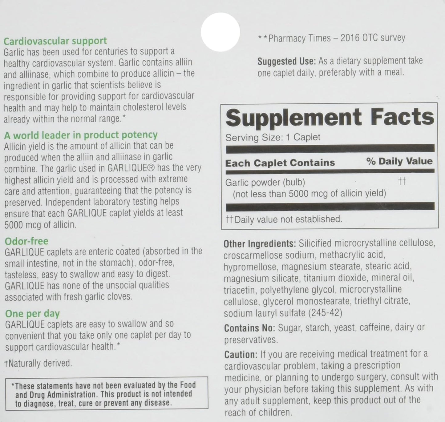 60 Caplets of AB Garlique Dietary Supplement for Heart Health and Immune Support