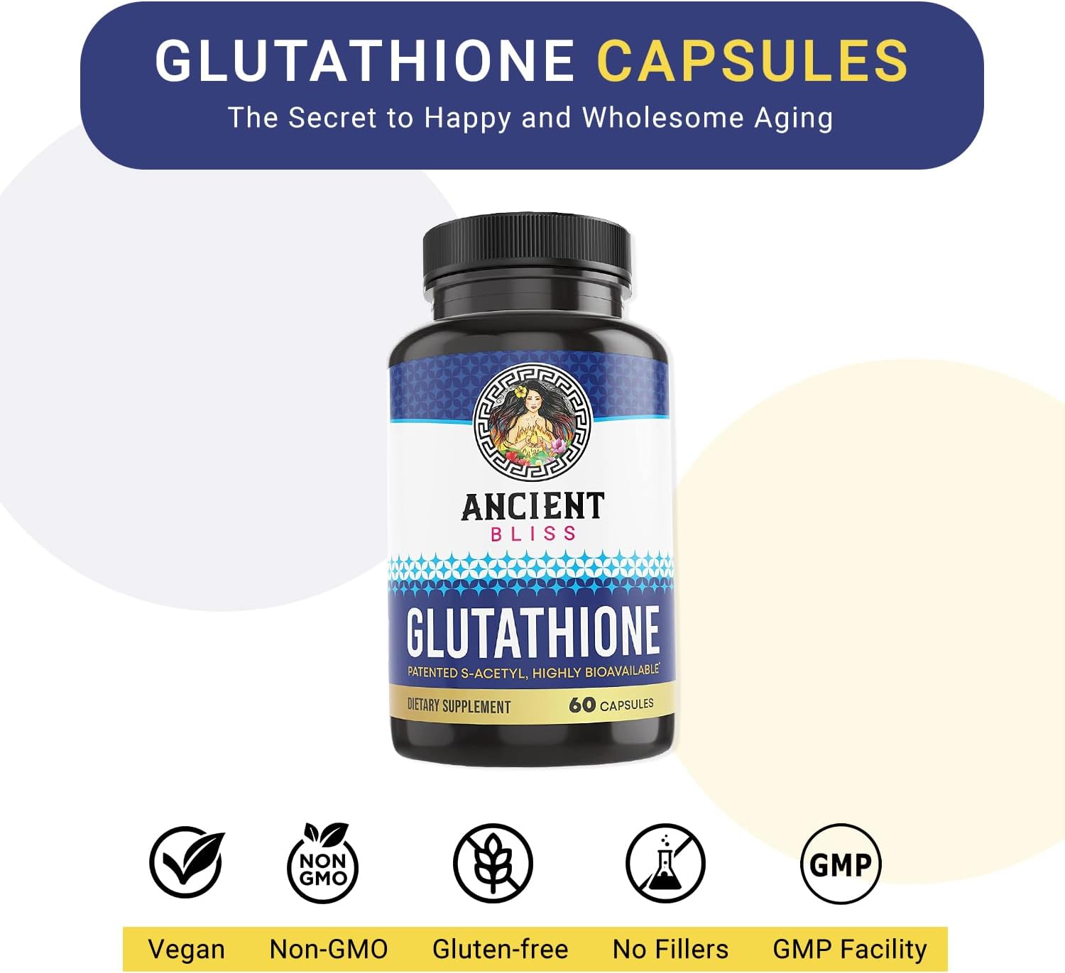 60 Capsules Ancient Bliss S-Acetyl Glutathione Supplement for Cellular Antioxidant, Immune & Joint Support