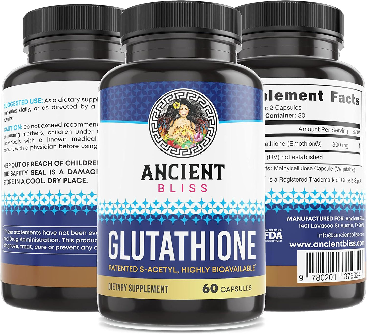 60 Capsules Ancient Bliss S-Acetyl Glutathione Supplement for Cellular Antioxidant, Immune & Joint Support