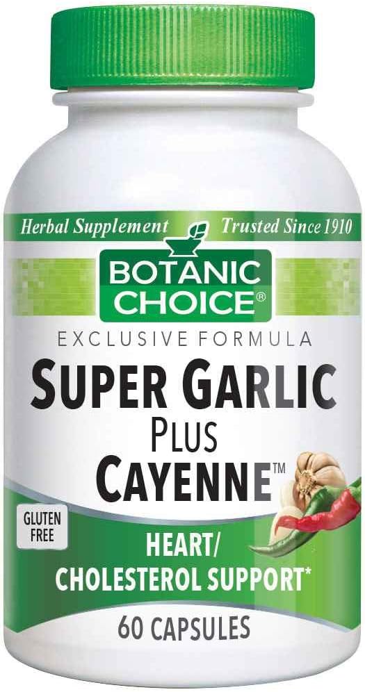60 Capsules Botanic Choice Super Garlic Plus Cayenne Dietary Supplement