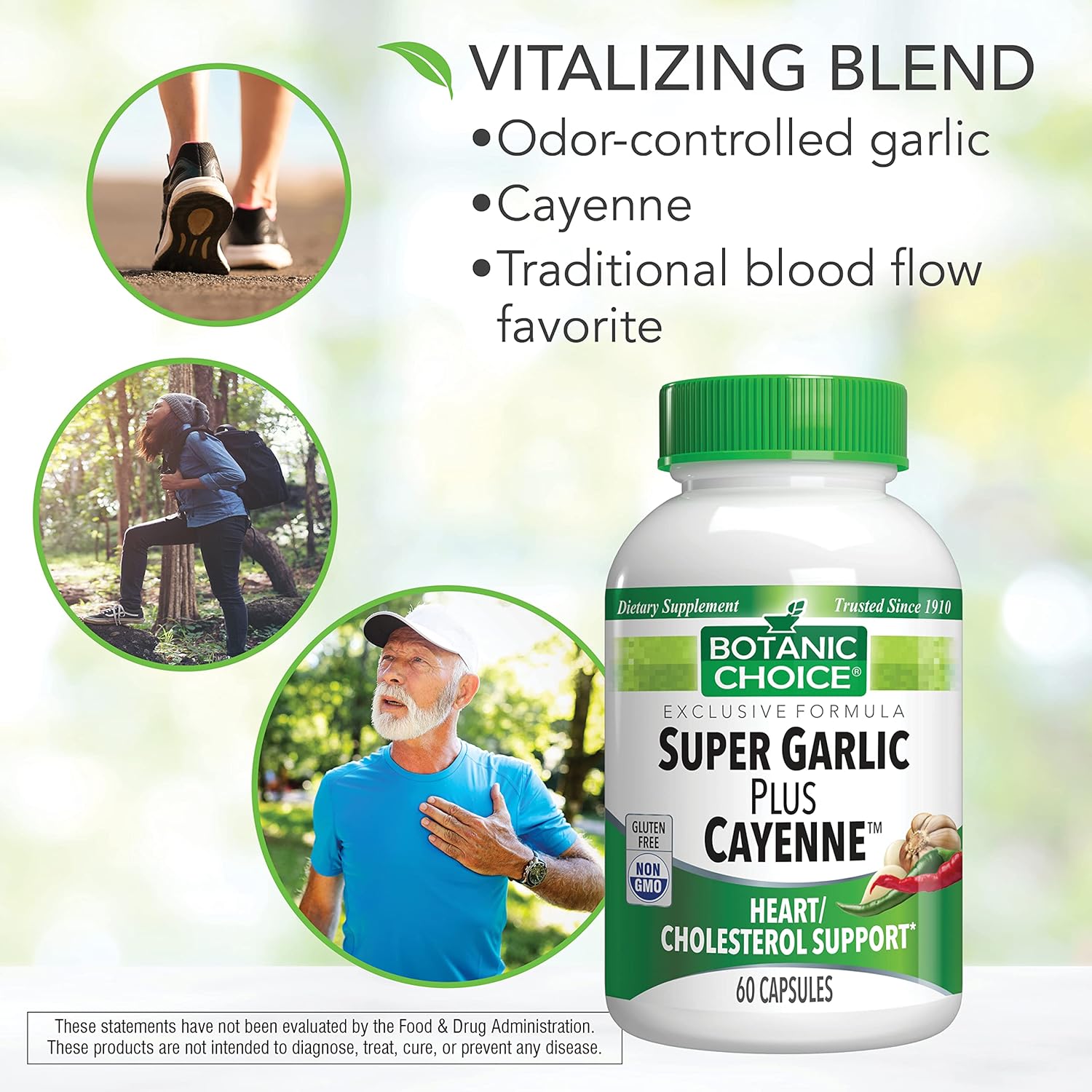 60 Capsules Botanic Choice Super Garlic Plus Cayenne Dietary Supplement