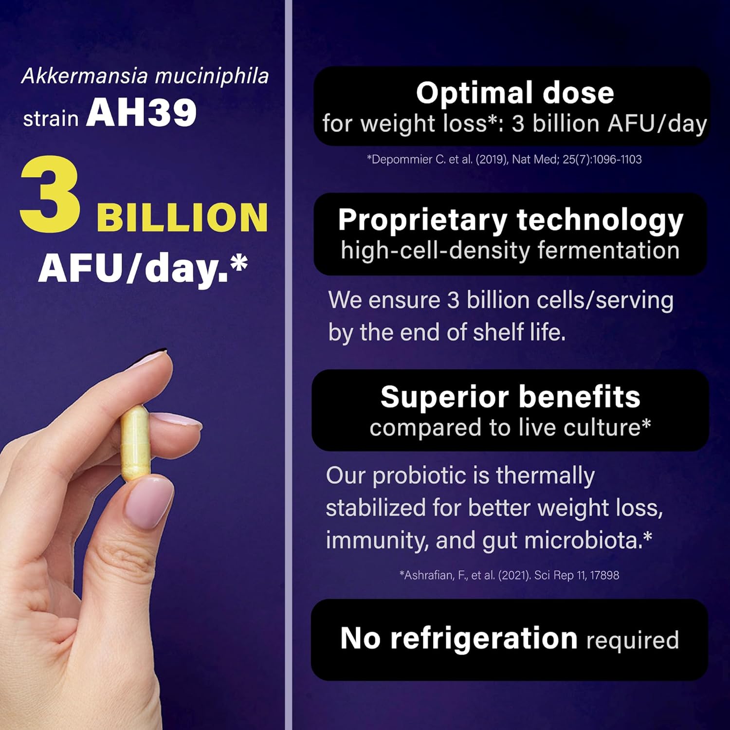 60 Capsules FOLONA Akkermansia GLP-1 Probiotic Delayed Release Supplement with Berberine and Beta-Glucan Fiber for Gut Health - 3 Billion AFU