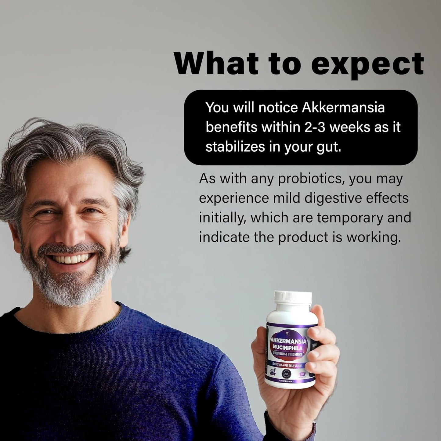 60 Capsules FOLONA Akkermansia GLP-1 Probiotic Delayed Release Supplement with Berberine and Beta-Glucan Fiber for Gut Health - 3 Billion AFU