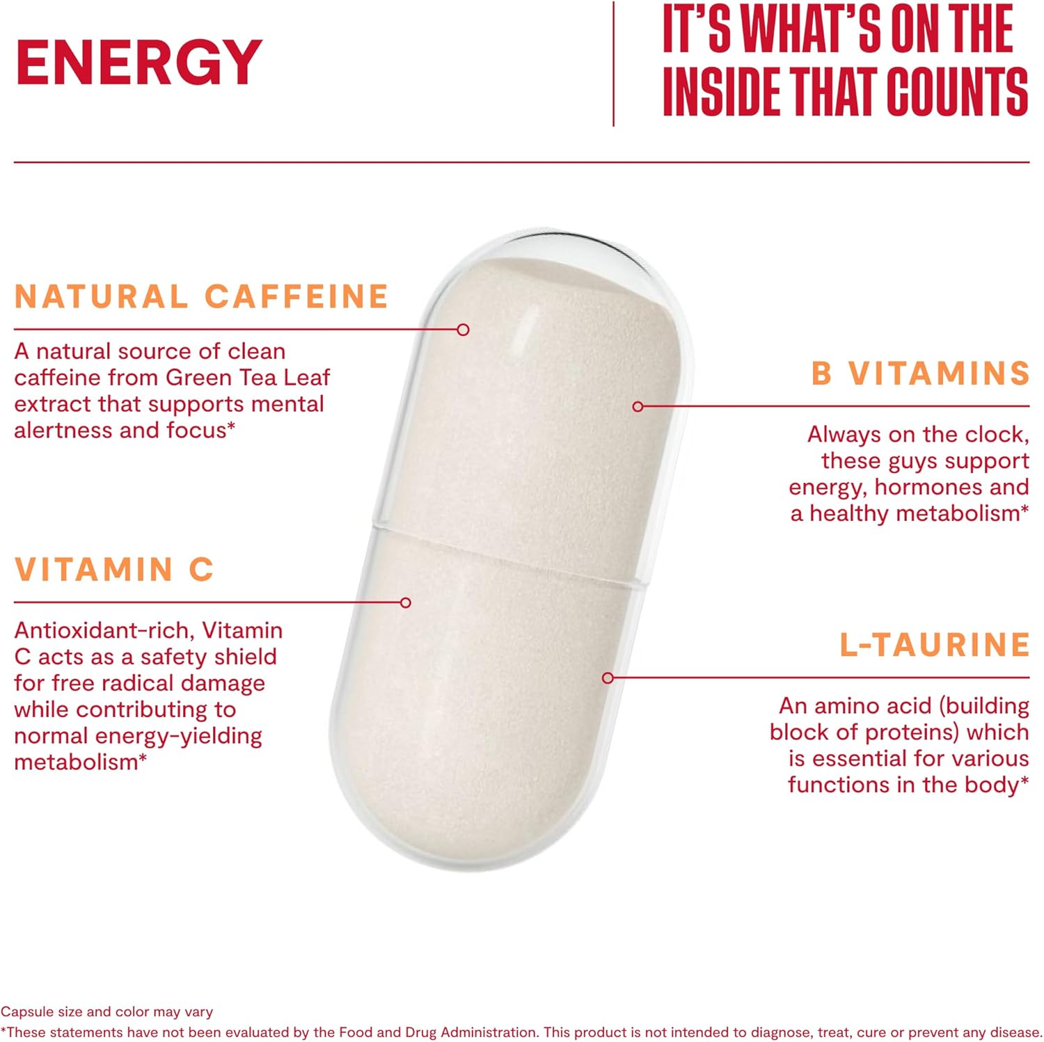 60 Capsules H' Habit Habit Energy Supplement - Supports Energy, Alertness, Focus - Natural Caffeine, Vitamins B & C - Green Tea Extract - Vegan, Non-GMO - New Look