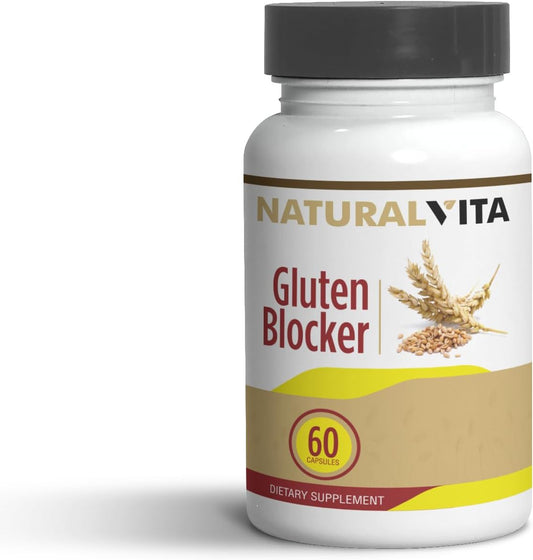 60 Capsules Natural Vita Gluten Blocker Enzyme Mix for Food Intolerance - Digest Easily with Fast Relief