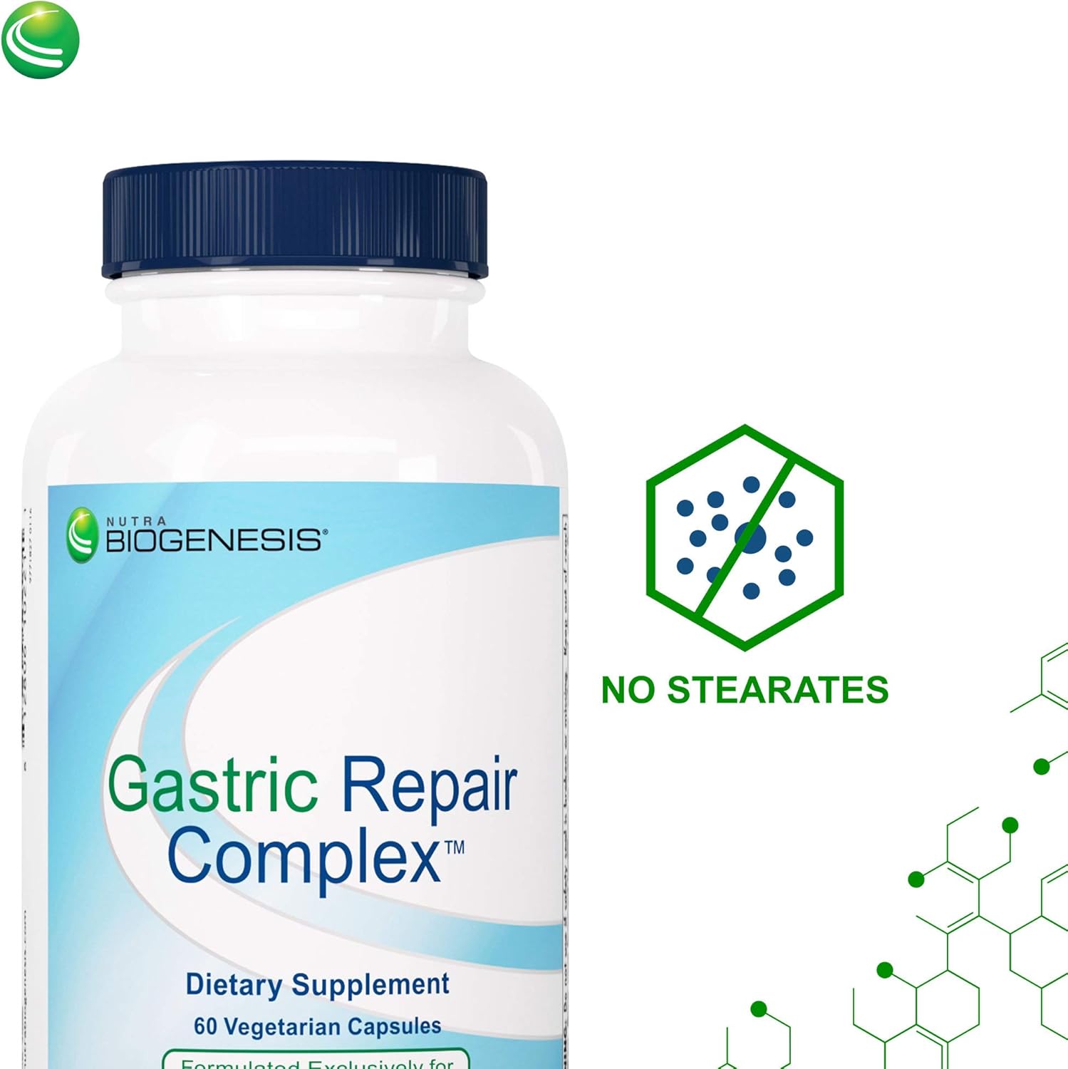 60 Capsules Nutra BioGenesis Gastric Repair Complex with Bismuth, Licorice, and Mastic Gum for Gastric Tissue Health Support
