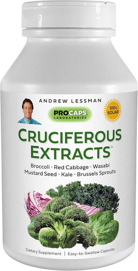 60 Capsules of Andrew Lessman Cruciferous Extracts - Rich in Glucosinolates and Sulforaphane from Broccoli, Red Cabbage, Mustard Seed, Wasabi, Brussels Sprouts, and Kale, Additive-Free Formula