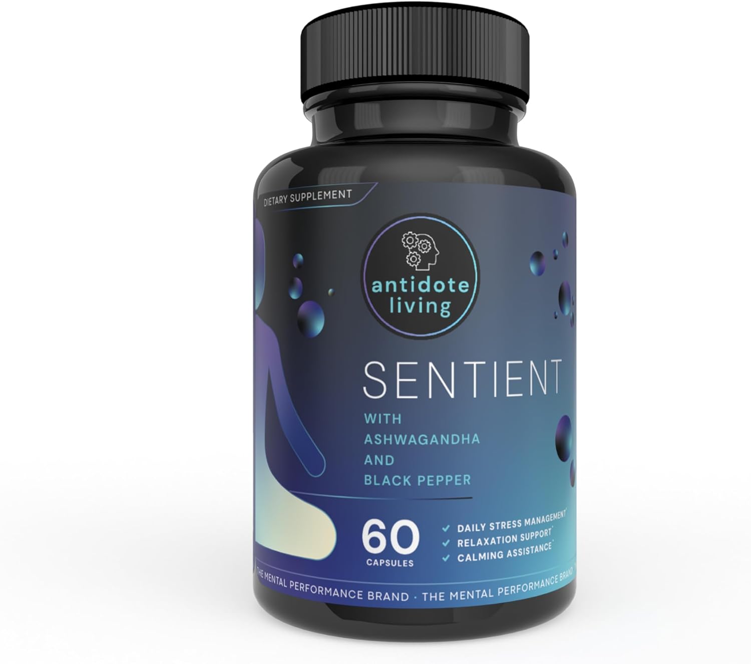 60 Capsules of Antidote Living Sentient Formula with Ashwagandha and Black Pepper for Natural Wellness