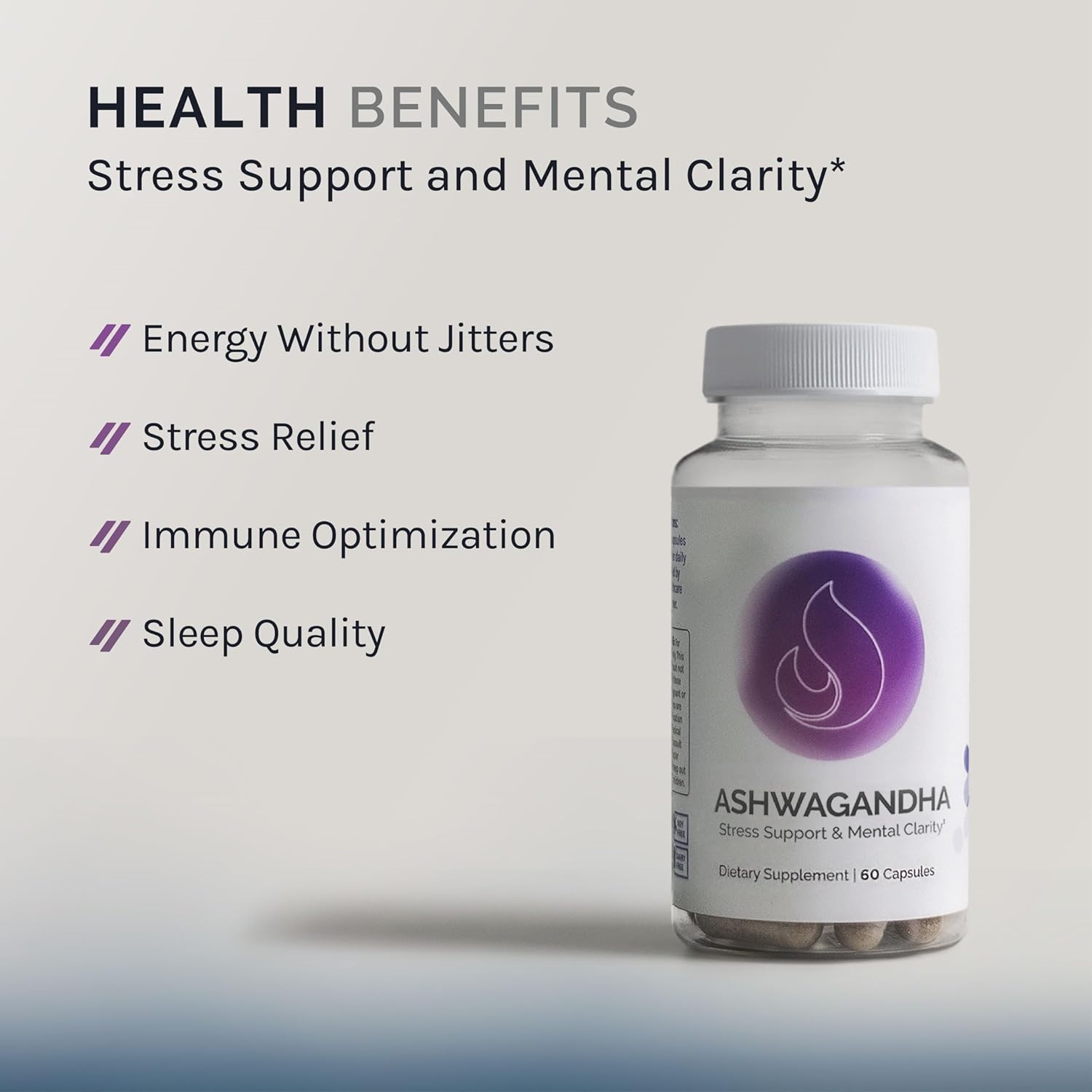 60 Capsules of InfiniWell Ashwagandha for Stress Support and Mental Clarity - 30 Day Supply, 1300 MG Dietary Supplement for Stress and Mood Support