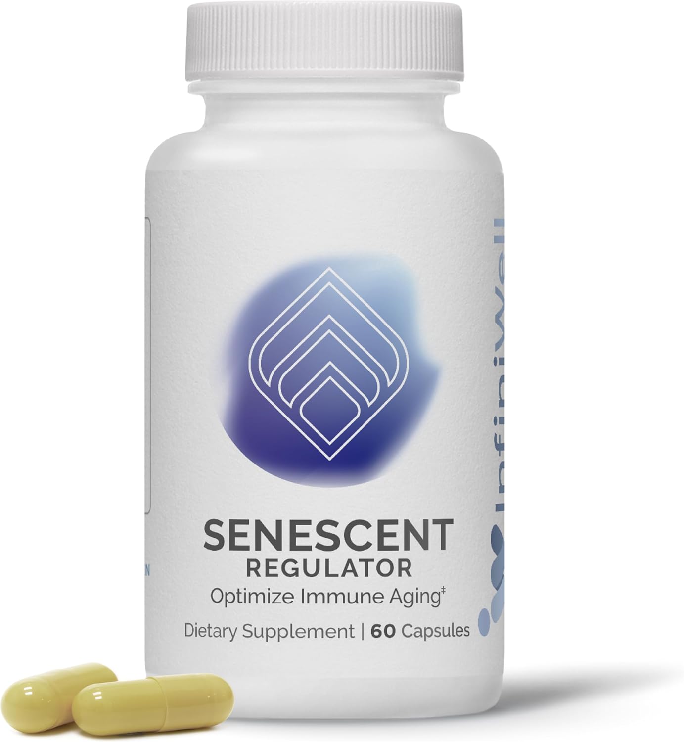 60 Capsules of InfiniWell Senescent Regulator for Autophagy Support with Turmeric, Curcumin, Luteolin, Resveratrol - Healthy Aging and Cellular Function Dietary Supplement