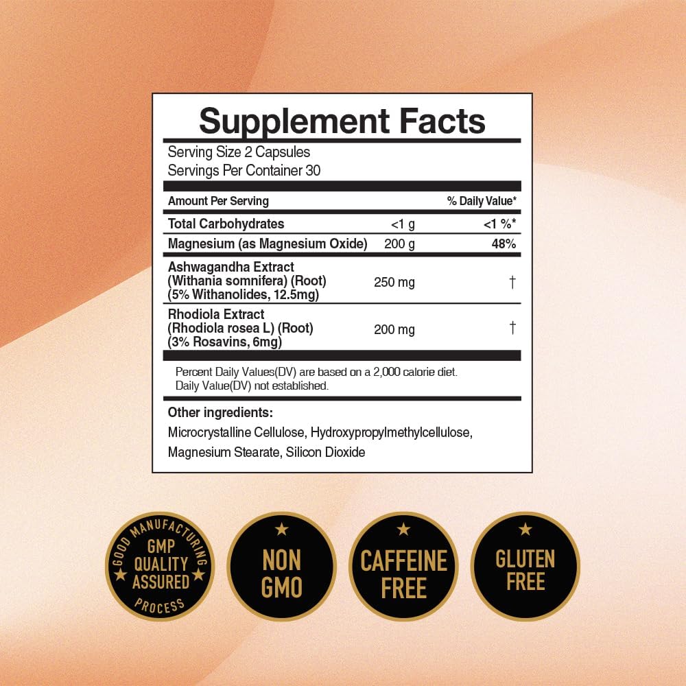 60 Capsules of Jung Kwan Jang Ashwagandha with Rhodiola & Magnesium Supplement