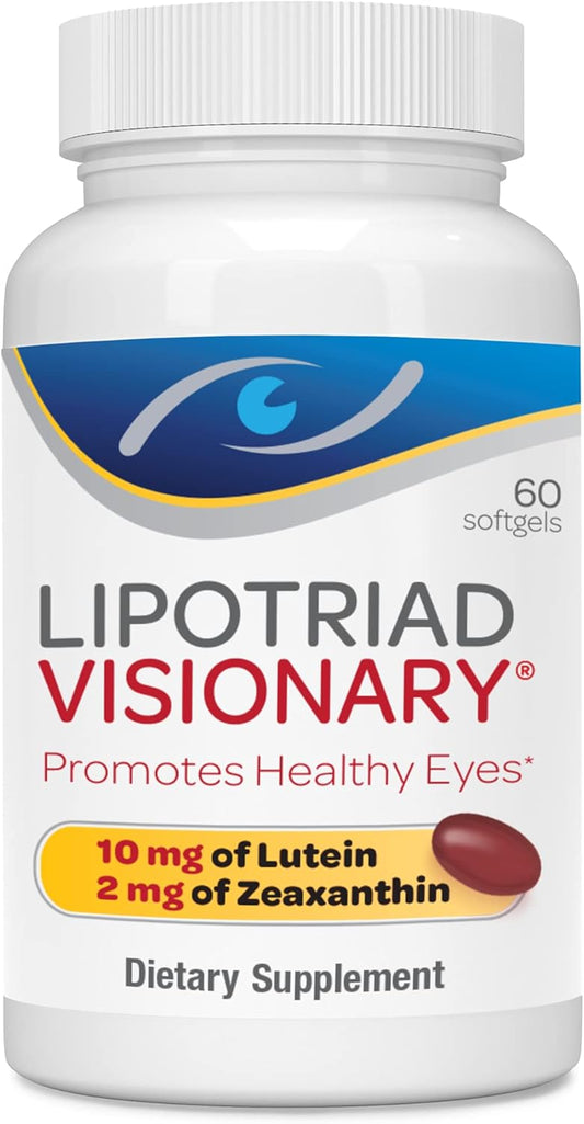 60 Capsules of Lipotriad Visionary Eye Vitamins with Lutein, Zeaxanthin, and AREDS 2® for Macular Degeneration & Vision Support