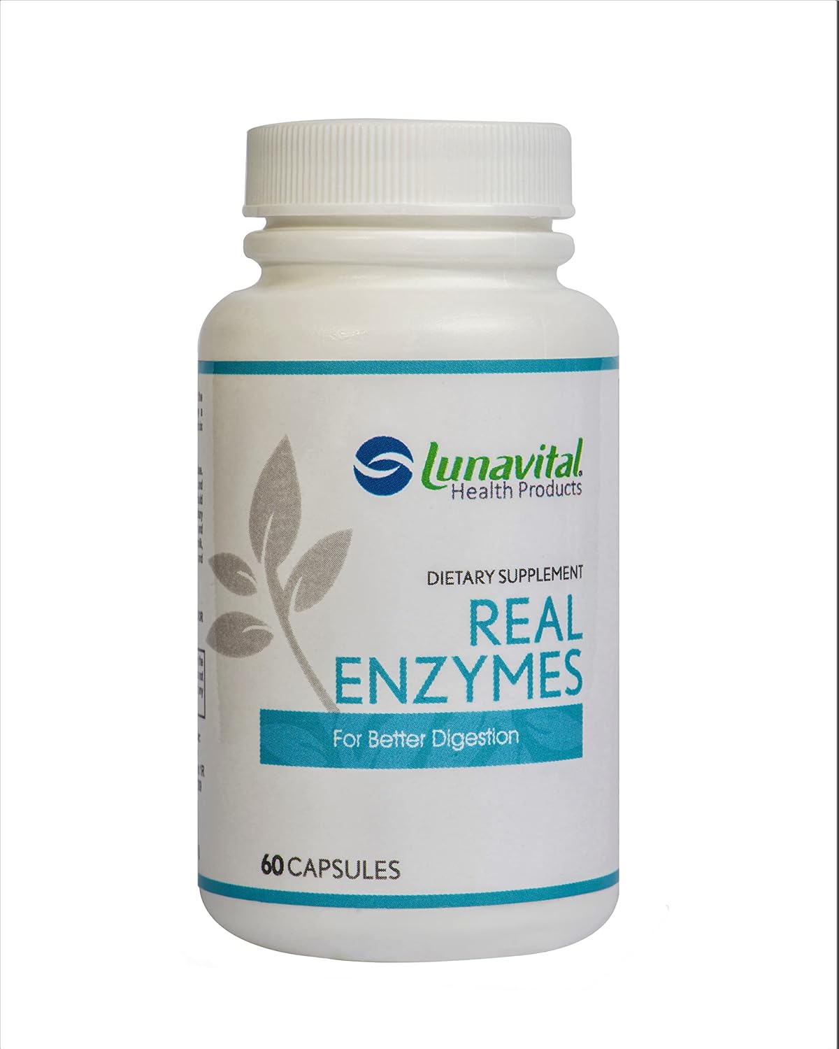 60 Capsules of Lunavital Real Enzymes for Improved Digestion - Dietary Supplement