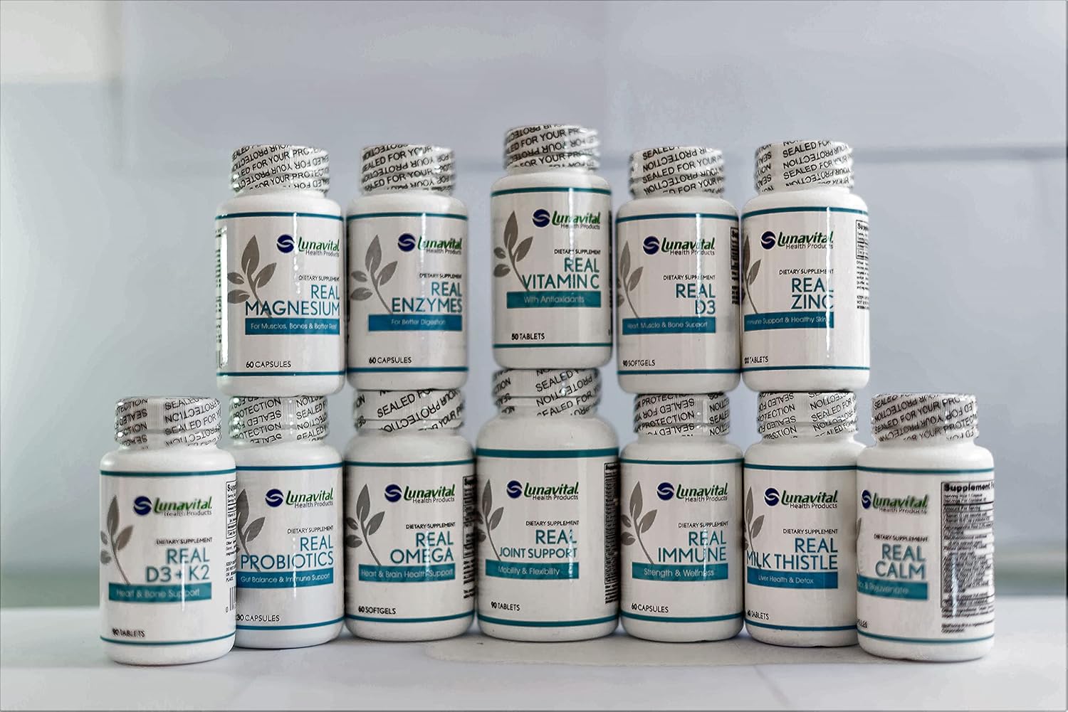 60 Capsules of Lunavital Real Enzymes for Improved Digestion - Dietary Supplement