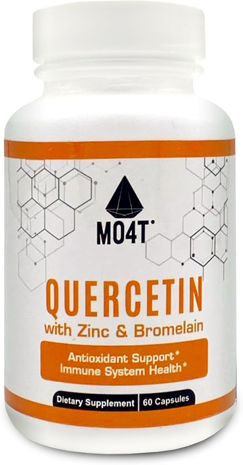 60 Capsules of MO4T Quercetin & Bromelain with Zinc for Immune System Support and Antioxidant Health - 1050 mg Potent Dietary Supplement Formula