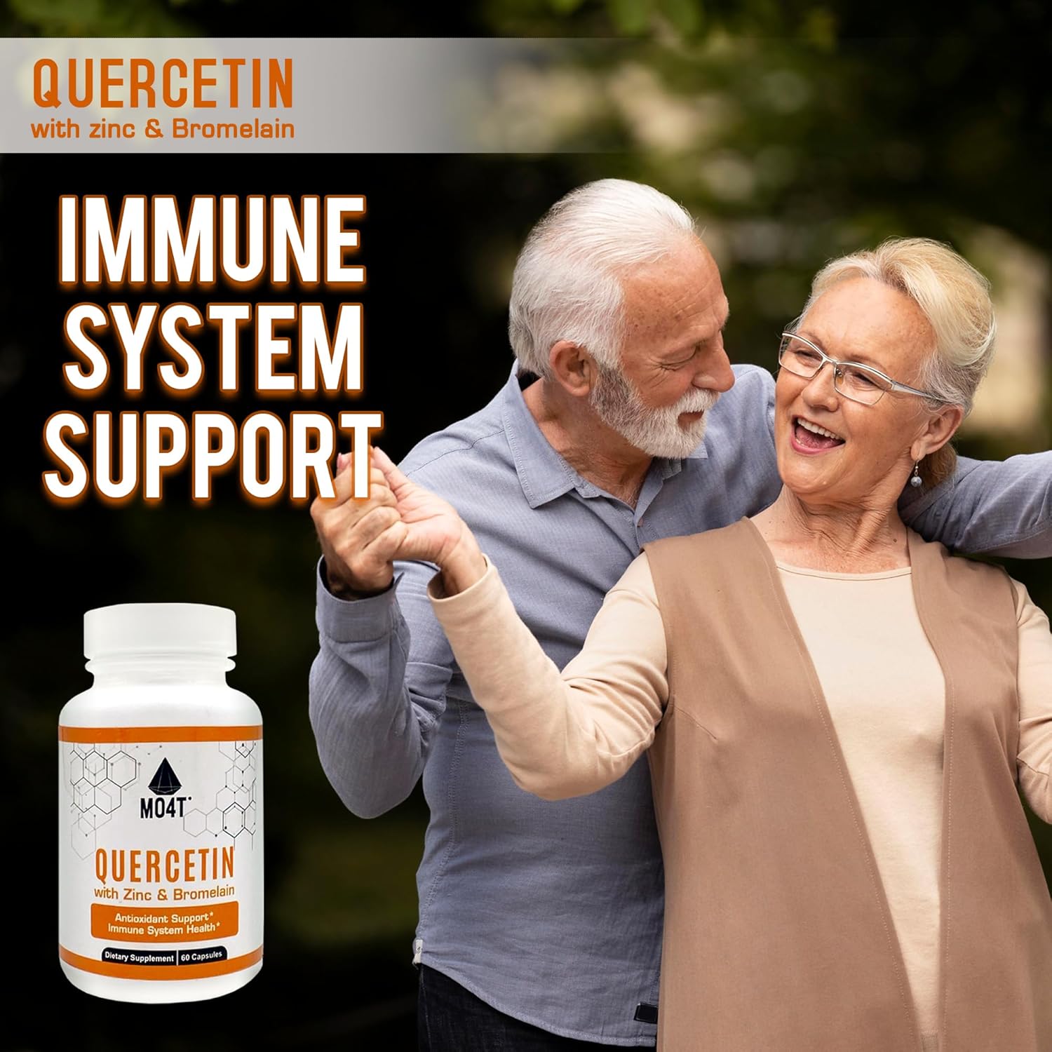 60 Capsules of MO4T Quercetin & Bromelain with Zinc for Immune System Support and Antioxidant Health - 1050 mg Potent Dietary Supplement Formula