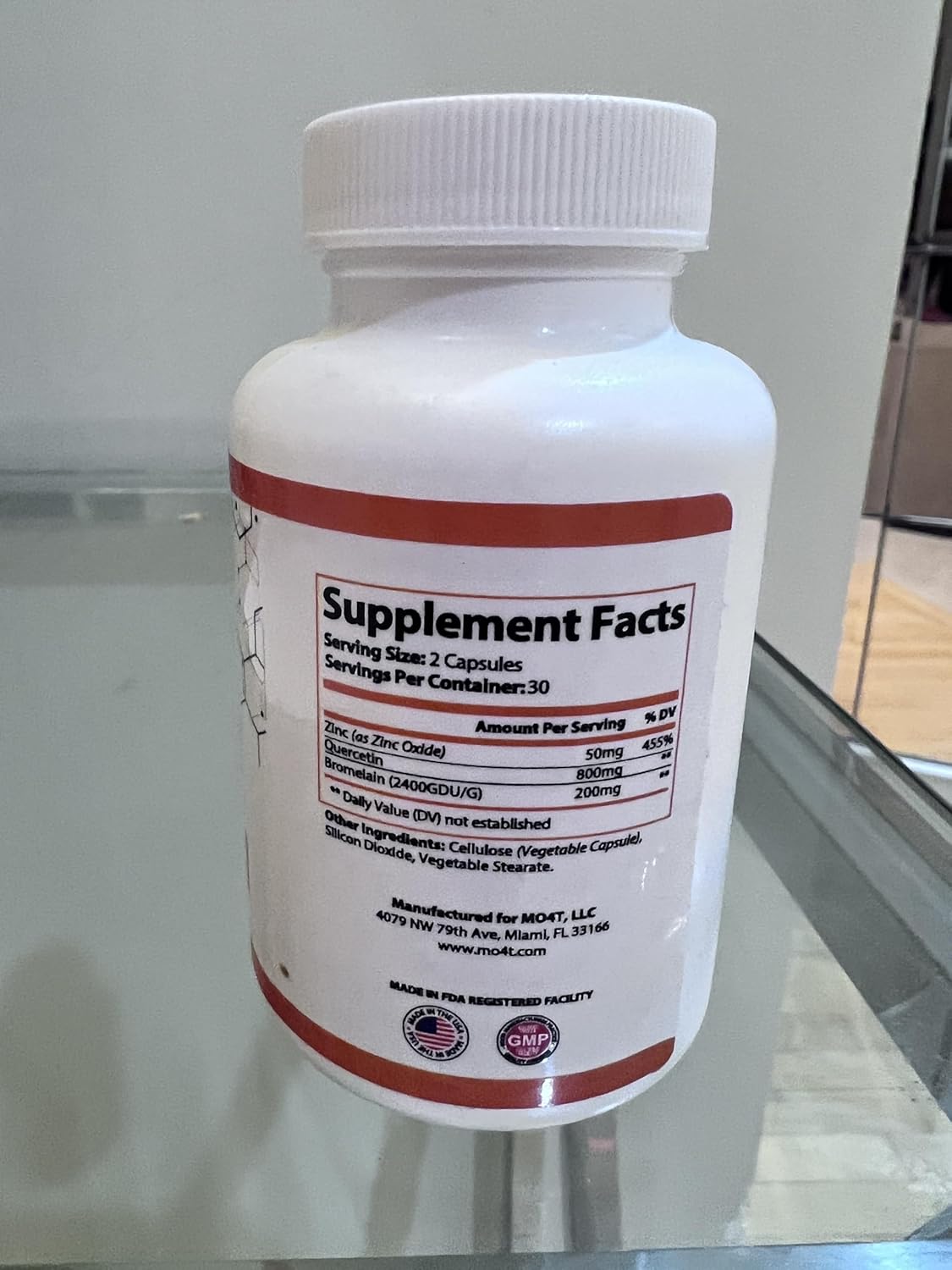 60 Capsules of MO4T Quercetin & Bromelain with Zinc for Immune System Support and Antioxidant Health - 1050 mg Potent Dietary Supplement Formula