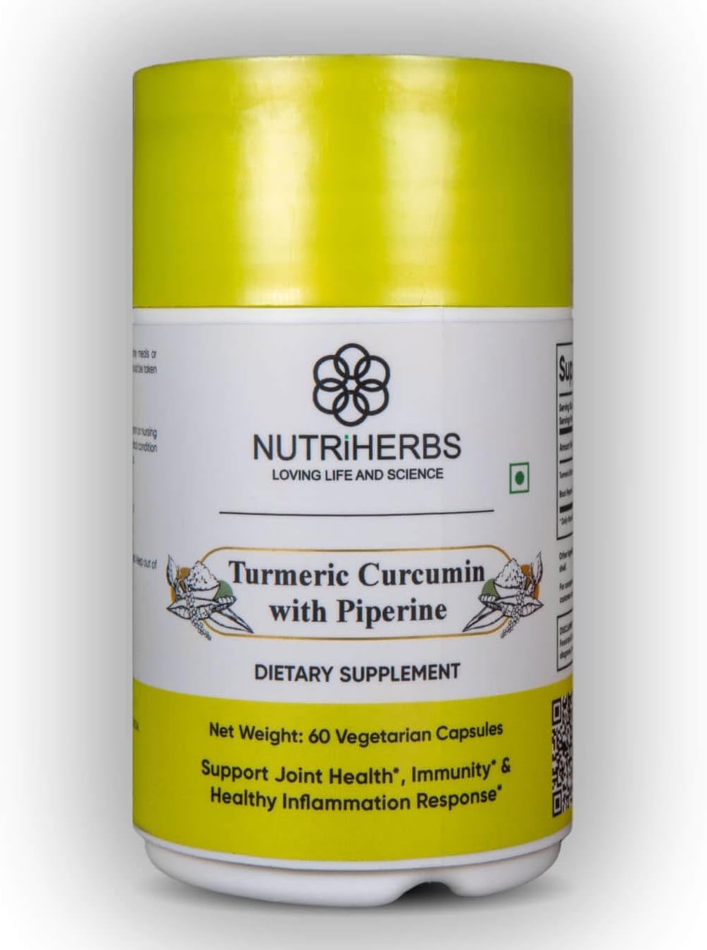 60 Capsules of Nutriherbs Turmeric Curcumin with Piperine for Enhanced Absorption and Wellness