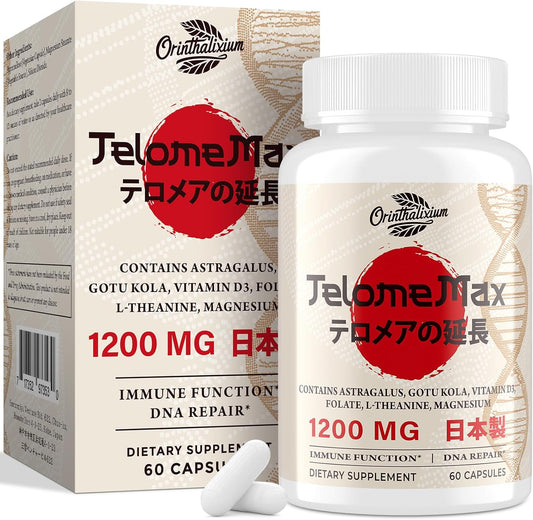 60 Capsules of Orinthalixium Telomere Lengthening Supplements with Astragalus Extract, Vitamin D3 - Cellular, DNA, Immune Support