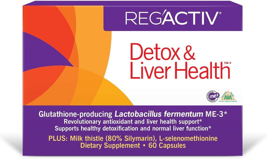 60 Capsules of REG'ACTIV Detox & Liver Health with Glutathione-producing Lactobacillus fermentum ME-3
