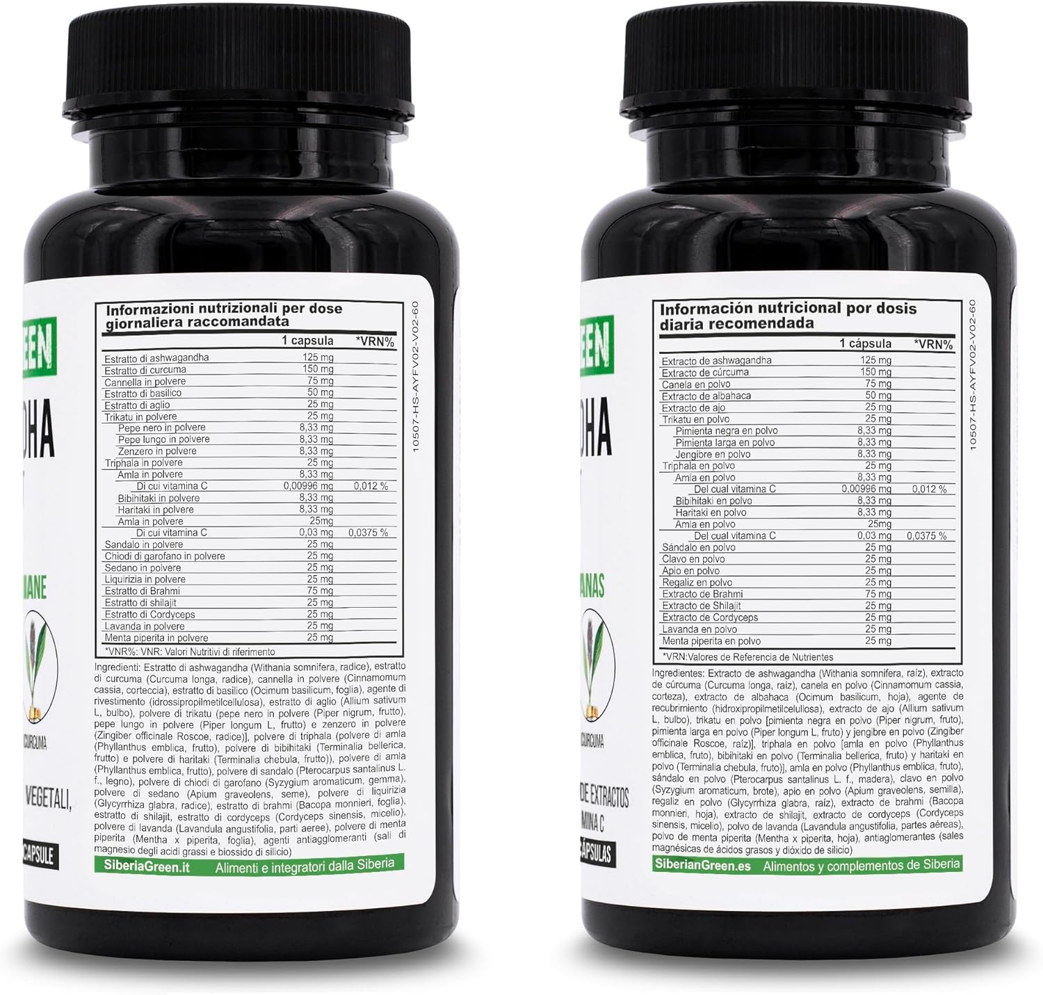 60 Capsules of Siberian Green Ashwagandha, Altai Shilajit, and Turmeric Ayurvedic Complex for Stress Relief, Energy, Mood, and Immune System Support