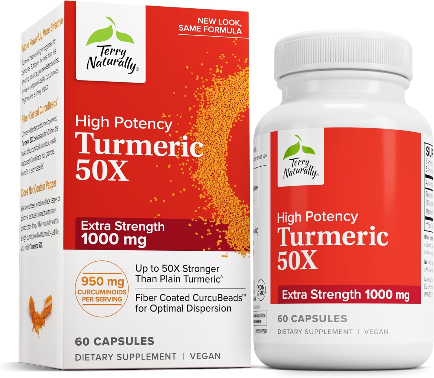 60 Capsules of Terry Naturally Turmeric 50X Extra Strength Formula - Vegan, Non-GMO - 30 Servings