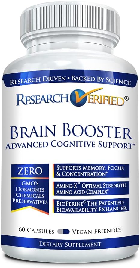 60 Capsules of Vegan Nootropic Brain Booster for Cognitive Function - Research Verified Formula