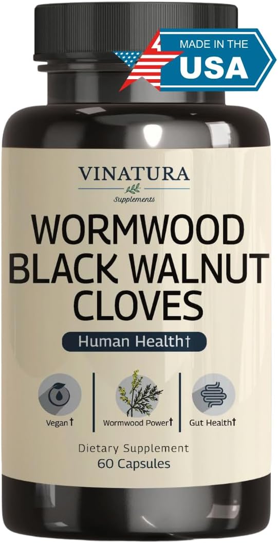 60 Capsules of VINATURA Wormwood Black Walnut Clove Blend for Human Health