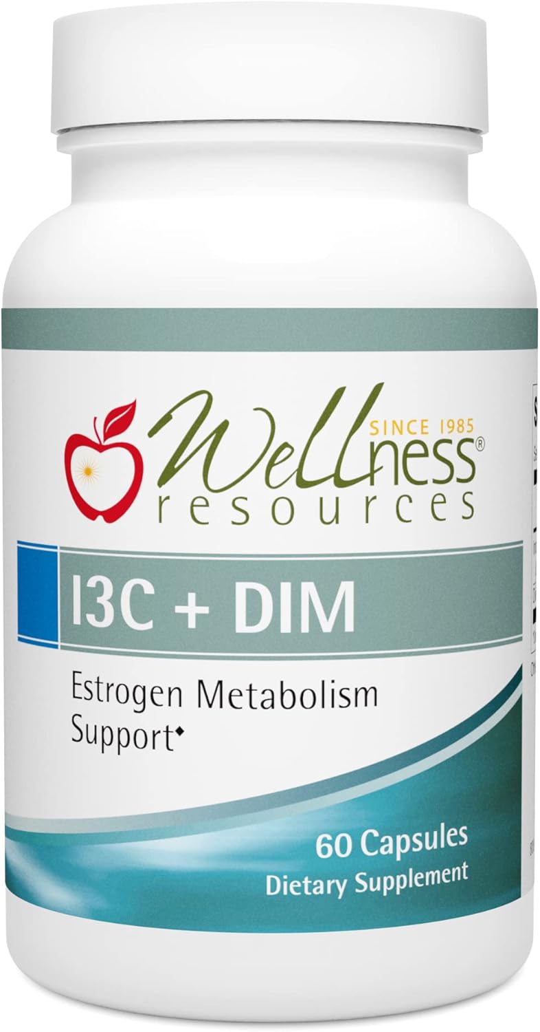 60 Capsules of Wellness Resources I3C + DIM - Supports Healthy Estrogen Metabolism & Detox - 300mg I3C + 100mg DIM - Vegan & Gluten-Free