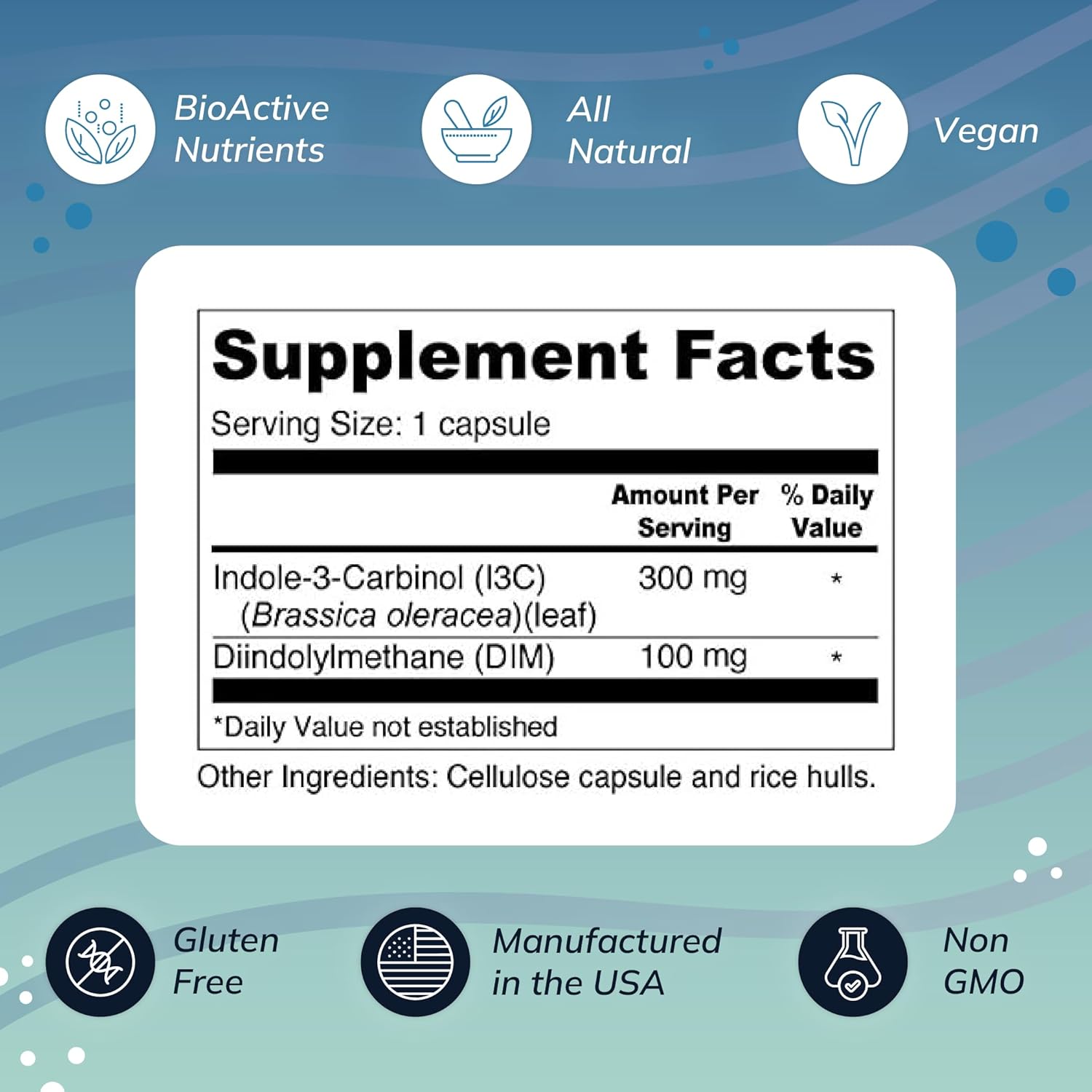 60 Capsules of Wellness Resources I3C + DIM - Supports Healthy Estrogen Metabolism & Detox - 300mg I3C + 100mg DIM - Vegan & Gluten-Free