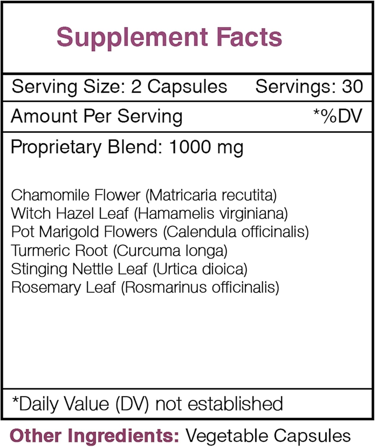 60 Capsules Secrets of the Tribe Head to Toe Supplement with Chamomile, Witch Hazel, Pot Marigold, Turmeric, Stinging Nettle, Rosemary for Nails, Skin, and Hair Care