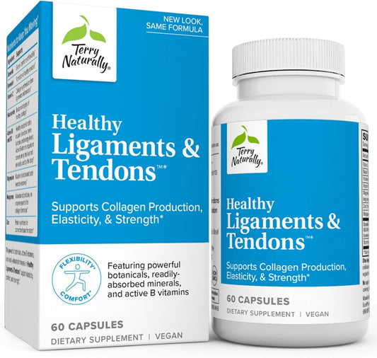 60 Capsules Terry Naturally Ligaments & Tendons Support - Collagen Production, Elasticity, & Strength - Non-GMO, Vegan, Gluten Free - 30 Servings