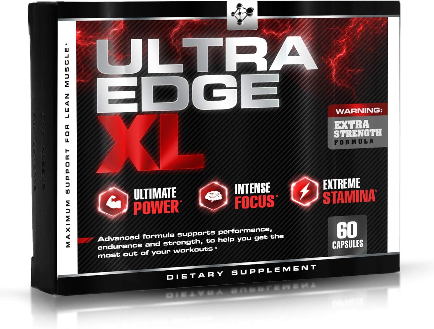 60 Capsules Ultra Edge XL BCAA Bodybuilding Supplement for Muscle Growth & Recovery with Amino Acids - Nitric Oxide Booster & Intensified Workouts