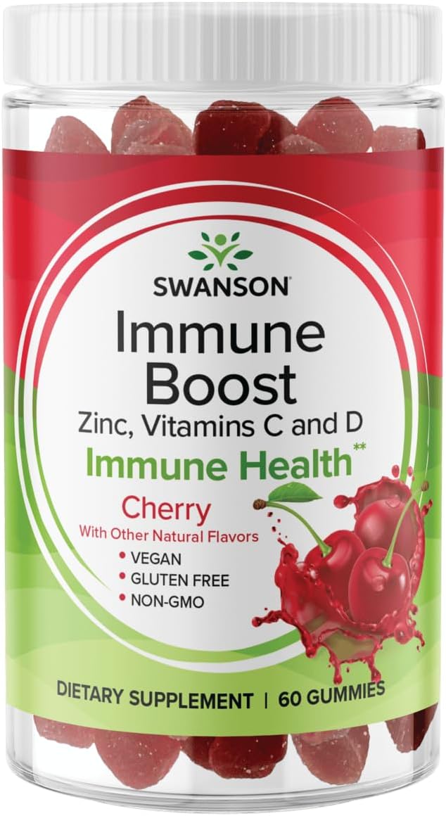 60 Cherry Gummies with Acerola, Zinc, Vitamin C & D for Immune Support